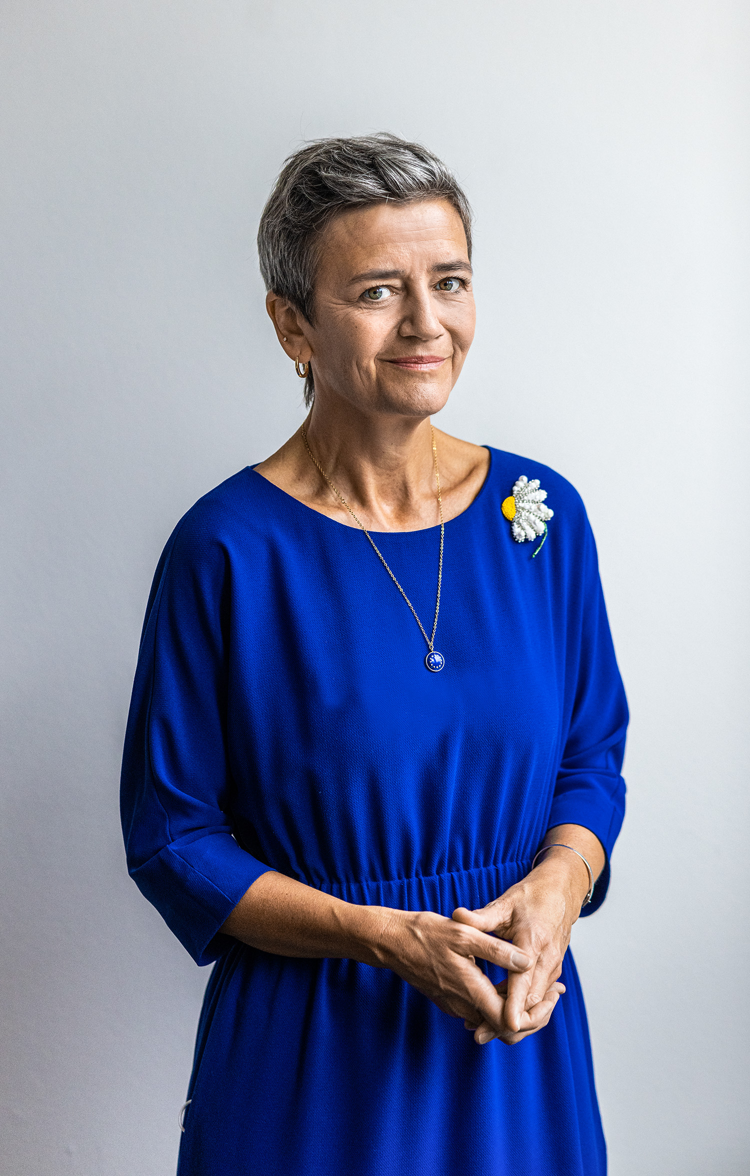 Margrethe Vestager formand for EU i blå kjole.